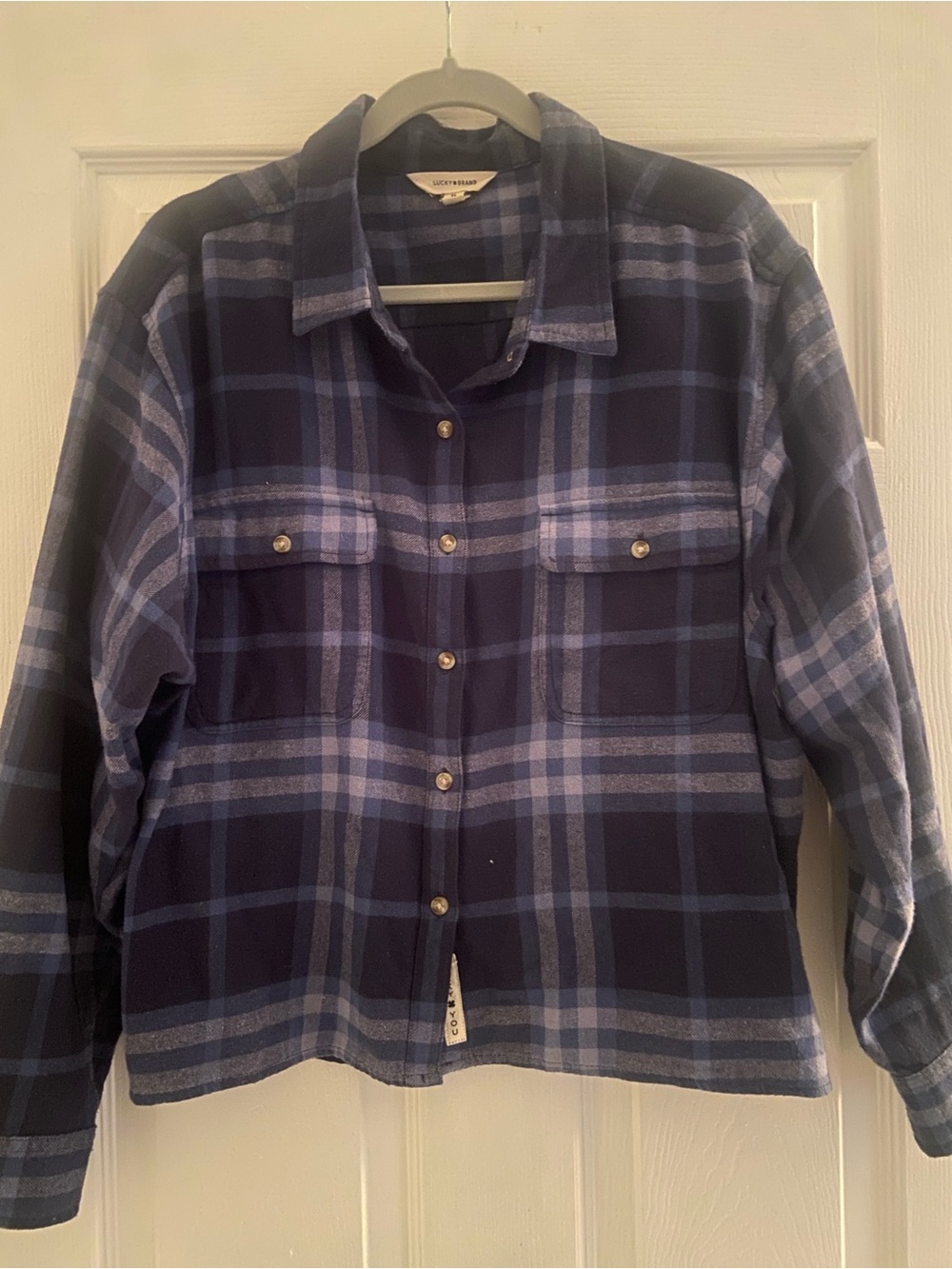 Lucky Brand Blue Plaid Button-Down Shirt Jacket